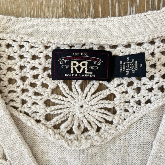 RRL Ralph Lauren Crochet-Paneled Cardigan - Picture 7 of 11